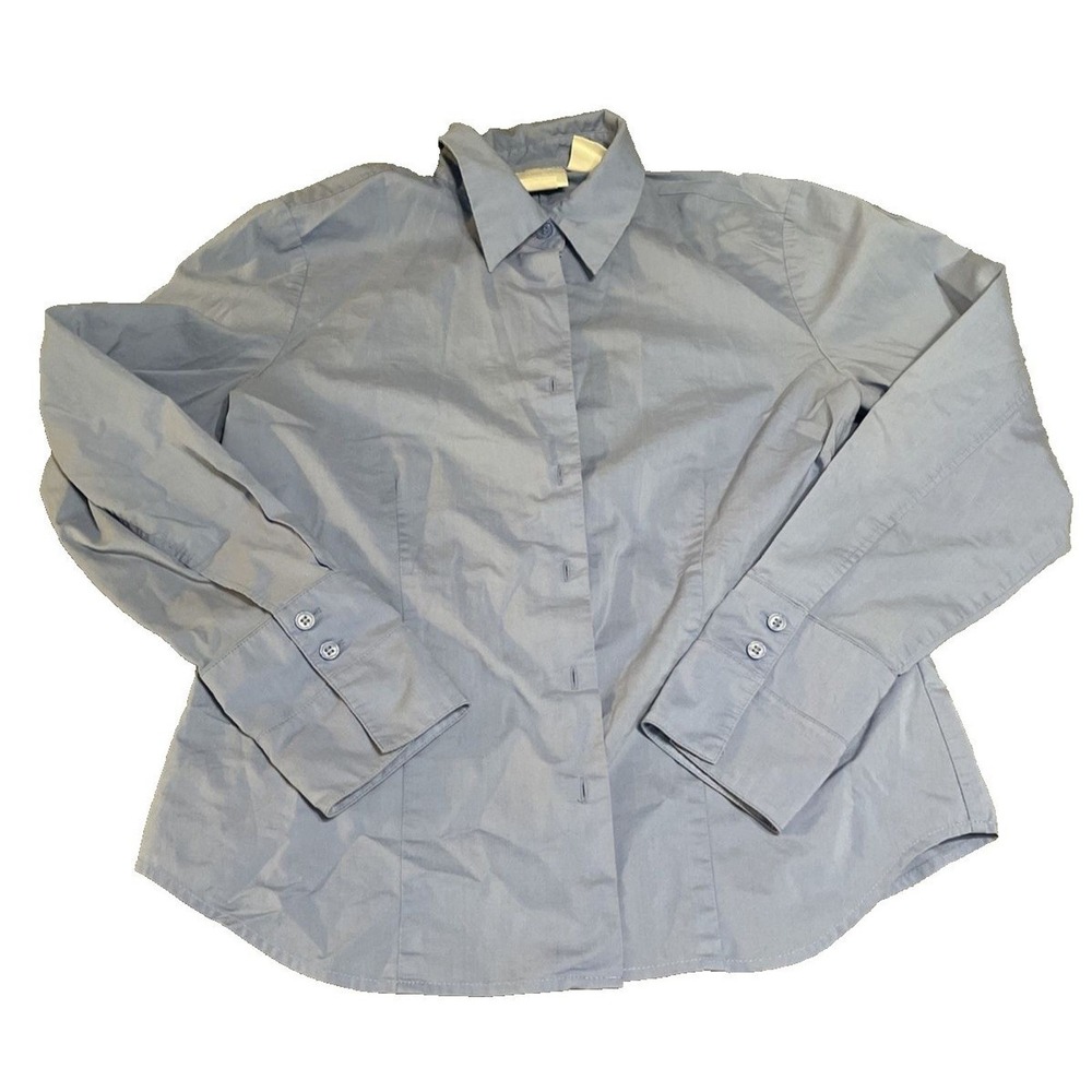 Worthington Button Down Shirt Womens 8 Blue Excellent Stretch‎ Easy Care Blouse